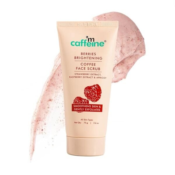 mcaffeine Berries Brightening Coffee Face Scrub For Glowing Skin | facial scrub for women | Gently Exfoliates, Smoothes & Improves Skin Tone | Removes Tan&Dead Skin | Tan Removal Face Scrub | Non-Drying For Women & Men-75Gm