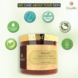 Osadhi Walnut Face Scrub – Detan & Tan Removal Face Scrub for men & women for Oily & Dry Skin, Glowing Skin, Blackhead & Whitehead Remove - 100g
