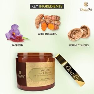 Osadhi Walnut Face Scrub – Detan & Tan Removal Face Scrub for men & women for Oily & Dry Skin, Glowing Skin, Blackhead & Whitehead Remove - 100g