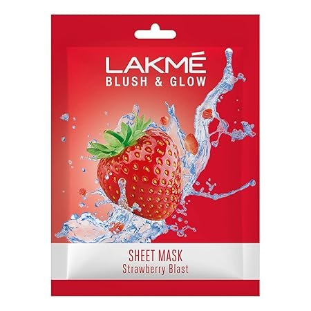 Lakme face mask Blush & Glow Strawberry Sheet Mask | ultimate Hydrating, Soothing Fresh Glow, 25 ml
