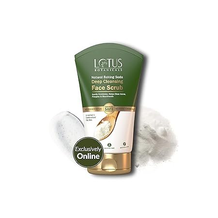 Lotus Botanicals Baking Soda Deep Cleansing natural scrub for face | Oil Control, Anti - Acne | Sulphate, Silicon & Chemical Free | For Normal/Oily or Combination Skin | 100g