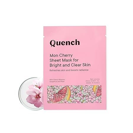 Quench Brightening Korean Sheet face mask for women | Cherry Blossom Radiance, Hydrating, Even Skin Tone