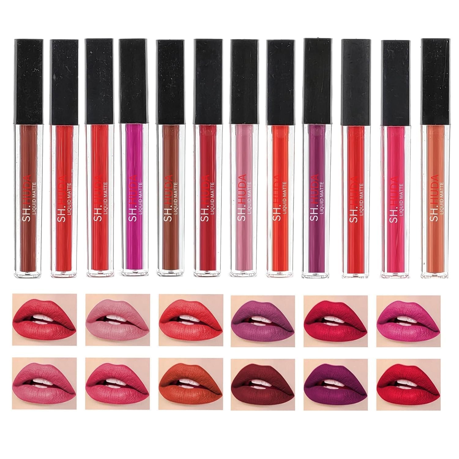 SH.HUDA beauty lipstick Combo Set for Women - 12Pcs Matte Finish, Long lasting, Waterproof liquid Lipstick